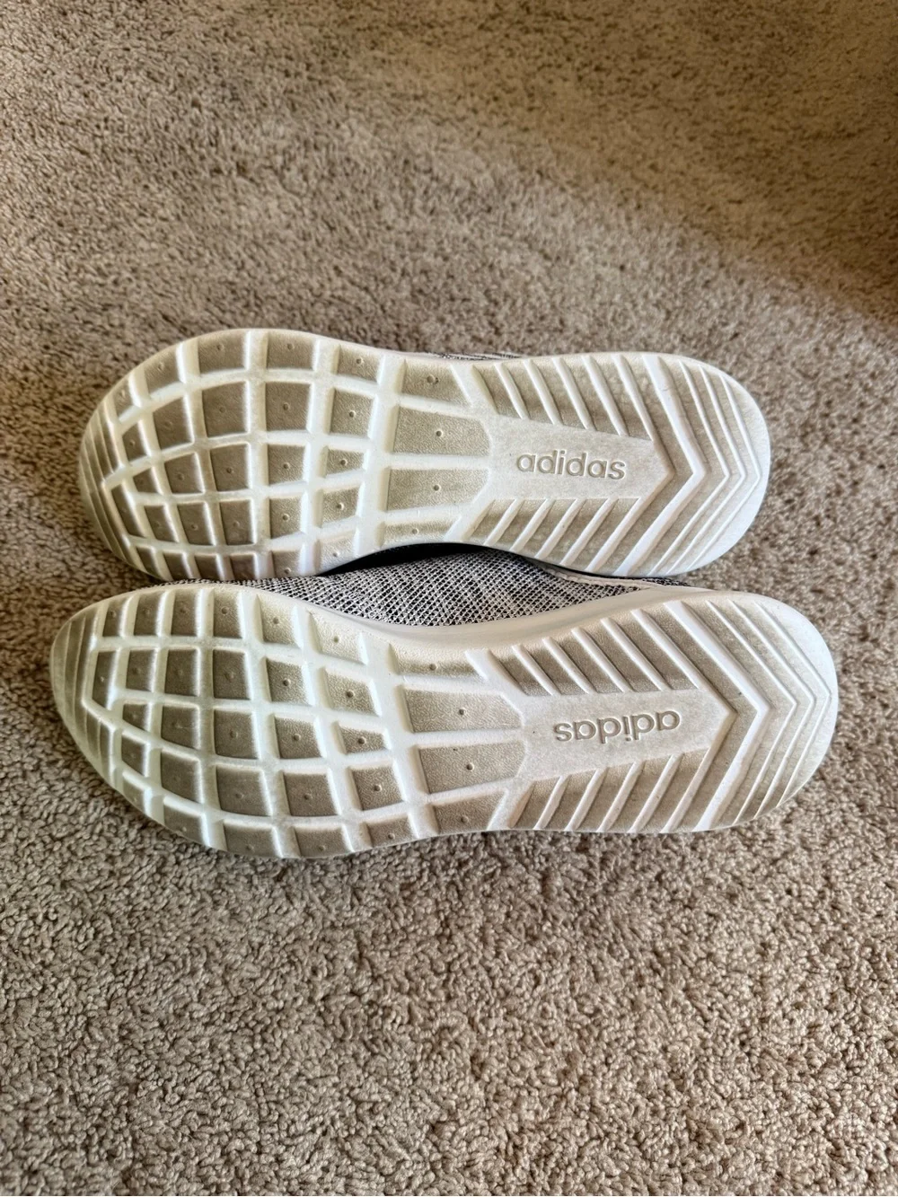 adidas Women’s Gray and White Knit Lightweight Athletic Sneakers